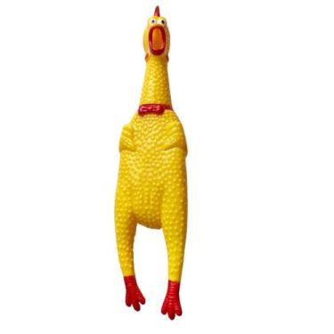Imagem de Frango Galinha Brinquedo Pet Borracha Mordedor C/ Apito - Fun Game, 1