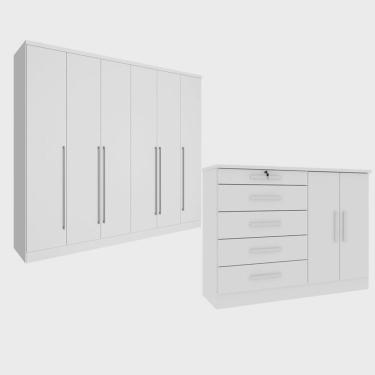 Imagem de Guarda-Roupa 6 Portas Portugal E Comoda 5 Gavetas Istambul Espresso Móveis Neve