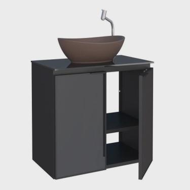 Imagem de Kit com 2 Gabinetes para Banheiro em Aço 2 Portas com Tampo de Vidro e Porta de Vidro s...