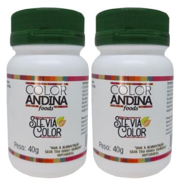 Imagem de Kit 2x - Adoçante Stévia em pó 40g – 100% natural e sem gosto amargo – Color Andina