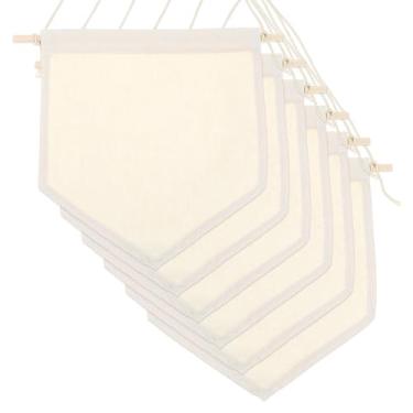 Imagem de 6 peças de banner de lona em branco, faixas de lona com cavilha de madeira, suporte de banner para exibição de parede de pino esmaltado para alfinetes de esmalte, lapelas, emblemas, botões, coleção de