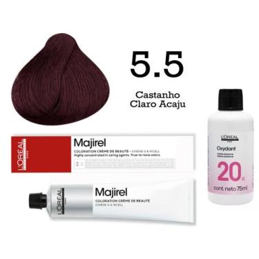 Imagem de Coloração Majirel 5.5 Castanho Claro Acaju + Emulsão Oxi 20 Vol. 75ml 