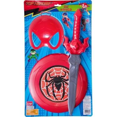 Imagem de Kit Brinquedo Fantasia Infantil Com Espada, Máscara e Escudo, Super Heróis, Aranha, Ideal para Festas, Aniversários e Brincadeiras