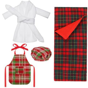 Imagem de Conjunto de acessórios para bonecas de Natal Skylety Santa Clothing x4