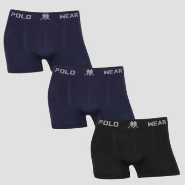 Imagem de Kit 3 Cuecas Infantil Polo Wear Sem Costura Lisa Poliéster, 2 marinho,
