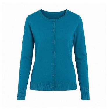 Imagem de Cardigan Feminino Com Botões Facinelli Gola Redonda, Verde escuro, P