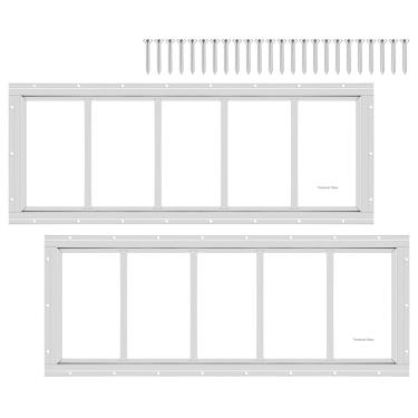 Imagem de Pacote com 2 janelas para galpão, 25,4 cm L x 73,7 cm A, janela de montagem embutida branca com vidro temperado para casas de brinquedo, galpões, garagens e galinheiros