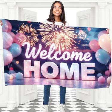 Imagem de Faixa Welcome Home - Banner Welcome Back - Decorações de boas-vindas - 1,5 m x 0,9 m com imagem do balão Welcome Home - Banner We Missed You So Much - Costura dupla