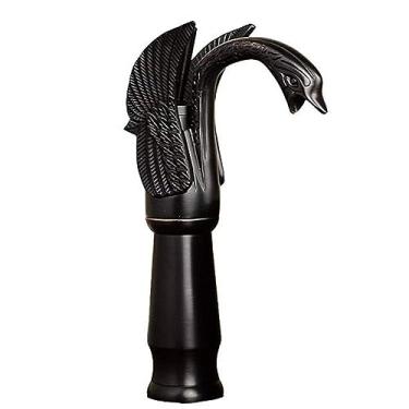 Imagem de Torneira de lavatório de banheiro em forma de cisne de latão antigo com um orifício torneira misturadora estilo tradicional montada no convés, branco dourado alto (preto bronze alto)