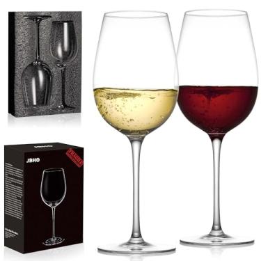 Imagem de Taças de vinho de cristal – Taças de vinho sopradas à mão tinto ou branco – 510 g – Conjunto de 2 – Cristal premium sem chumbo – Taças de vinho com haste longa – Transparente