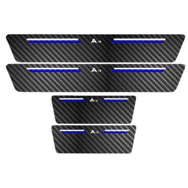 Imagem de Kit Soleira Protetora Porta Premium Blue Fibra Carbono - A3 - Jhow Ade