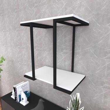 Imagem de Prateleira Industrial Suspensa Estante Parede Nicho Branco Cozinha Escritorio Sala Quarto Infantil