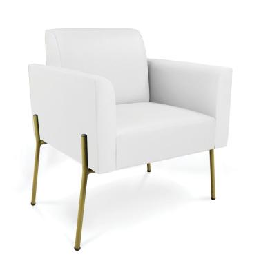 Imagem de Poltrona Pé De Ferro Dourado Para Sala Marisa Corino Branco D03