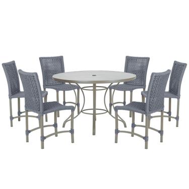 Imagem de Mesa Ascoli 120 Cm Com 6 Cadeiras Cannes De Alumínio Trama Prata