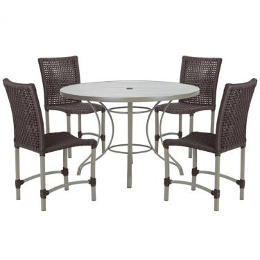 Imagem de Mesa Ascoli 4 Cadeiras Cannes De Alumínio Fendi Trama Marrom