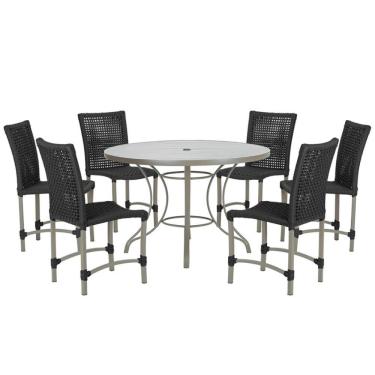 Imagem de Mesa Ascoli 120 Cm Com 6 Cadeiras Cannes De Alumínio Trama Preto