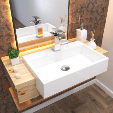 Imagem de Kit 2 Cubas De Semi Encaixe Para Banheiro Xrt550 Retangular Compace Branco