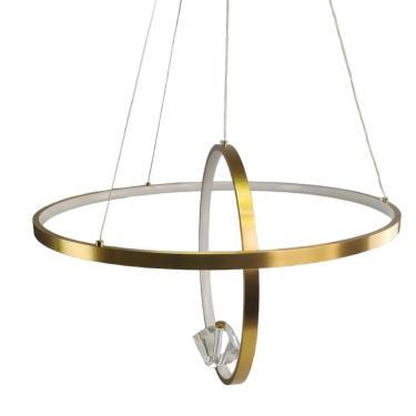 Imagem de Luminaria Lustre 2 Aneis Arco Planeta Luxo Diamante Infinito Sala Quarto Design Moderno Ca