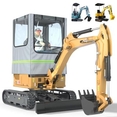 Imagem de Capa de gabinete para miniescavadeira, tecido Oxford 600D e filme de PVC atualizado para 798.3-1,601.2 kg, proteção contra UV/água/poeira para todos os climas com tiras refletivas e painéis enroláveis