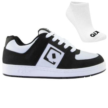 Imagem de Kit Tênis Qix 90s Original e Meia, 41, Preto, Branco, Masculino