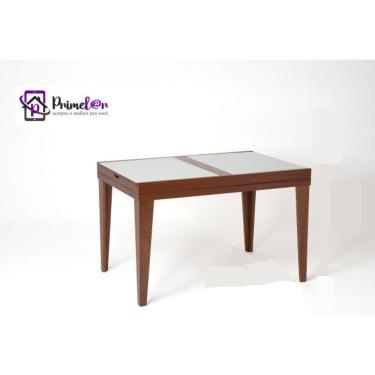 Imagem de Mesa De Jantar Extensível 1.20 a 1.80 Com Vidro Pés Madeira Gênova
