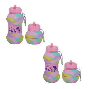 Imagem de kit 2 Garrafa de agua Retrátil de Silicone dobravel futebol novidade p