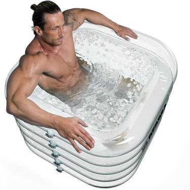 Imagem de REBREA Banheira inflável de gelo - Grande transparente transparente - Banheira de imersão de gelo para terapia de água fria - Banheira portátil de mergulho frio - Interior e exterior - Banheira
