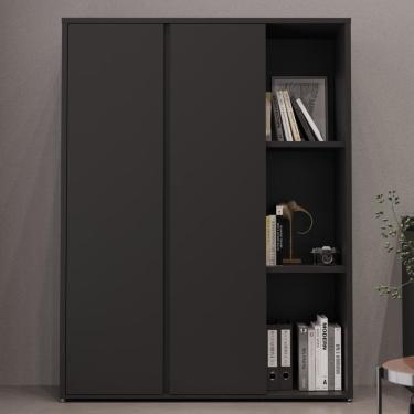 Imagem de KIT - Livreiro Multiuso Alto 2 Portas 4 Prateleiras com Nicho Oslo