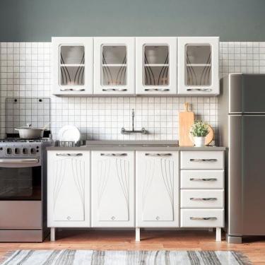 Imagem de Armário de Cozinha de Aço 2 Peças com Vidro e Balcão para Pia Star New