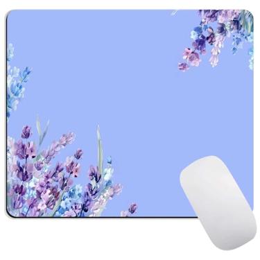 Imagem de Mouse pad de flor roxa para mulheres, mouse pad bonito floral exclusivo para mesa. Mouse pad texturizado premium fofo com base de borracha antiderrapante para notebooks, computadores de mesa, material