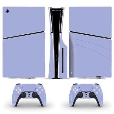 Imagem de Adesivo de película para console de disco fino PS5 capa de decalque de vinil protetor para PS5 Slim Controller (roxo claro)