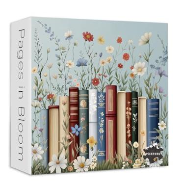 Imagem de PICKFORU Wildflower Pages Jigsaw Puzzles 1000 Pieces, Vintage Flower Garden Book Puzzles for Adults, Floral Bookshelf Library Puzzle, Challenging Plant Theme as Wall Decor