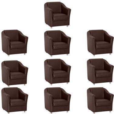Imagem de Kit 10 Poltronas Bia Decorativa Reforçada Recepção Clínica Salão Sala De Estar Courino