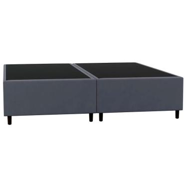 Imagem de Base Cama Box Casal Queen 158cm Bipartido Hit Z04 Suede Cinza - Mpozenato