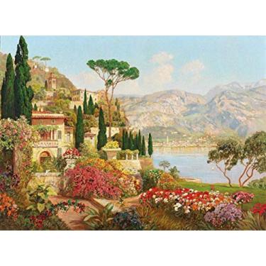 Imagem de Santhatela - Vista de Riva (1915) de Alois Arnegger - Tela Canvas para Quadro - 60x82 cm - Paisagem - Cidades - Verdes e Azuis