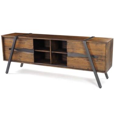Imagem de Rack Coliseu 2 Portas Rustic Brown com Base Aco Grafite 208cm - 45539 