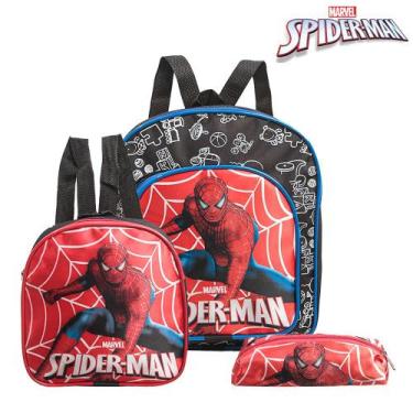 Imagem de Kit Mochila Escolar Pequena Homem Aranha Vingadores Costas - Toys 2U