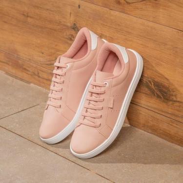 Imagem de Tênis Feminino Casual Confortável Solado Reto Elástico - Mendii, Nude,