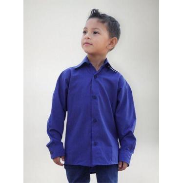 Imagem de Camisa Social Infantil E Juvenil Manga Longa Lisa - Maximus, Azul, Esc