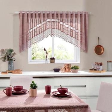 Imagem de Cortina Renda Cozinha Cascata 3,00 M X 1,00 Alt Rose - Interlar