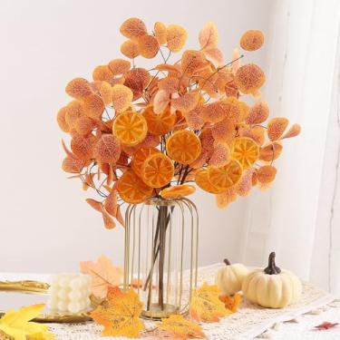 Imagem de HRONG Plantas artificiais de 40 cm para ambientes internos, 4 peças de decoração de limão com hastes artificiais para cozinha, centros de mesa para mesas, entrada, Ação de Graças, festa de casamento