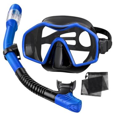 Imagem de Máscara de snorkel para adultos, equipamento de mergulho para adultos, conjunto de snorkel seco, máscara de snorkel panorâmica, máscara de natação antiembaçamento antivazamento, alça ajustável para