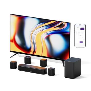 Imagem de ULTIMEA Barra de som 7.1 canais para Smart TV, sistema de som surround com 4 alto-falantes surround e subwoofer, potência máxima de 330 W, som surround virtual, BT/óptico/AUX, controle de aplicativo