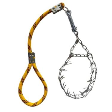 Imagem de Coleira para cachorros com pino regulável prong collar guia cachorro grande super reforçada guia para cães de médio(Amarelo)