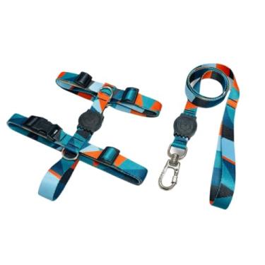 Imagem de Coleira Peitoral H Anti Puxão e Guia 1,10m para Cachorro Varias Estampas(Abstract,P)