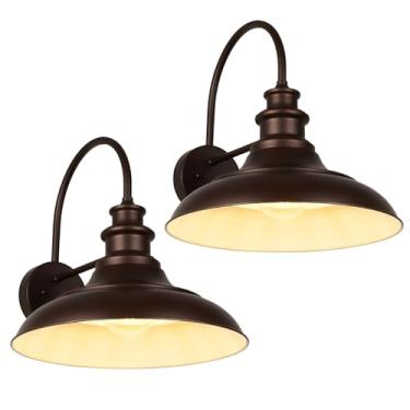 Imagem de Diyel Luminárias de celeiro ao ar livre, luzes de montagem de parede externa de casa de fazenda grande de 40,6 cm, arandelas de parede de pescoço de ganso rústico, iluminação de parede interna