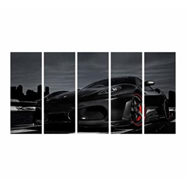 Imagem de Quadro Decorativo Ferrari Preta 5 peças tecido