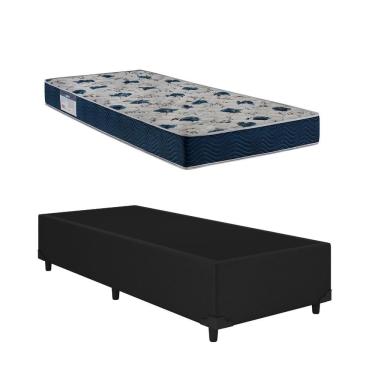 Imagem de Cama Base Box Solteiro Preto Colchão ISO 60 D28 - Ortobom