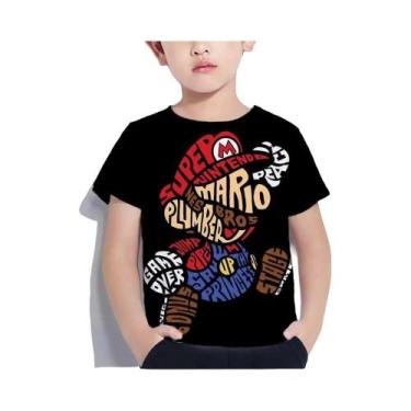 Imagem de Camiseta Infantil De Manga Curta Com Desenho Animado Super Mario Drago