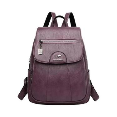 Imagem de Mochila Vintage De Couro Macio Para Mulheres, 5 Cores, Bolsa Casual De